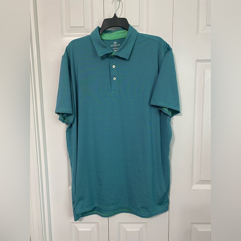 Southern Tide Brrr Stripe Performance Polo Shirt XXL
Blue Green
